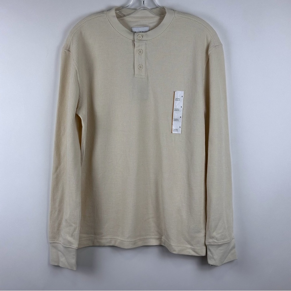 Goodfellow & Co Men's Ribbed Thermal Henley Long Sleeve Shirt